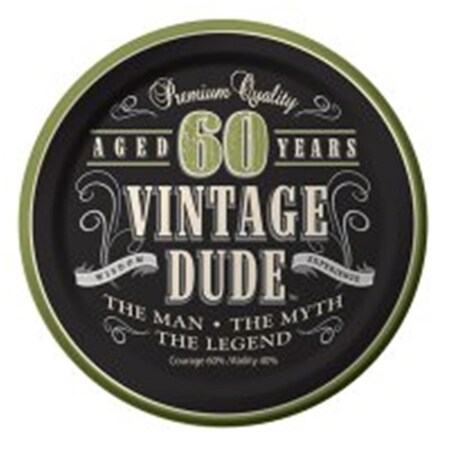 Omg Vintage Dude - 7 in. Lunch Plates, 60th, 96PK OM3517151
